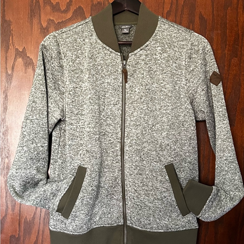 Women’s Eddie Bauer casual bomber jacket, Size M, Olive/Khaki green